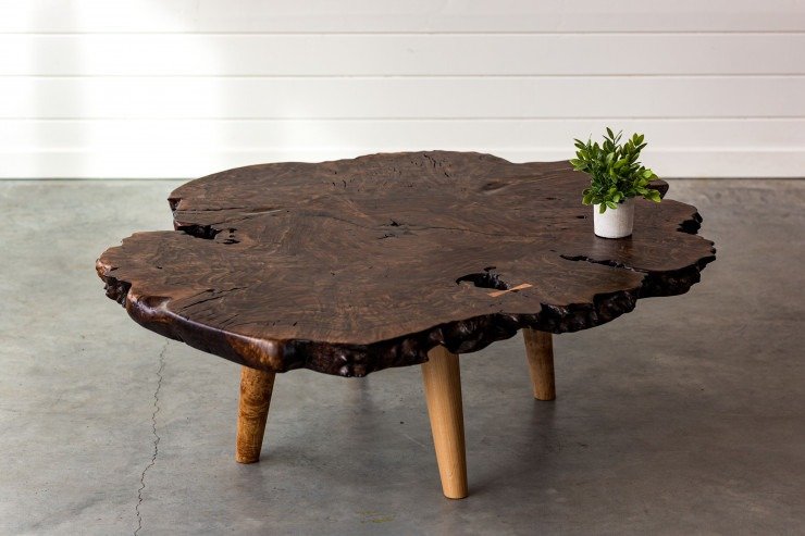 burl wood coffee table